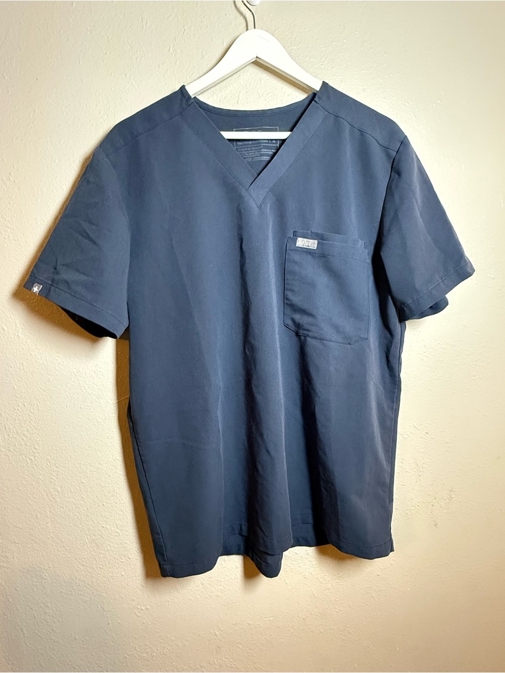 Figs Men's Navy V-Neck Scrub Top with Chest Pocket